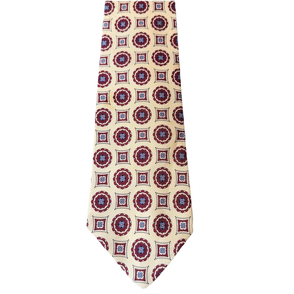 Vintage Polo Ralph Lauren Tie 100% Silk Geometric Medallion Made In USA 1990s